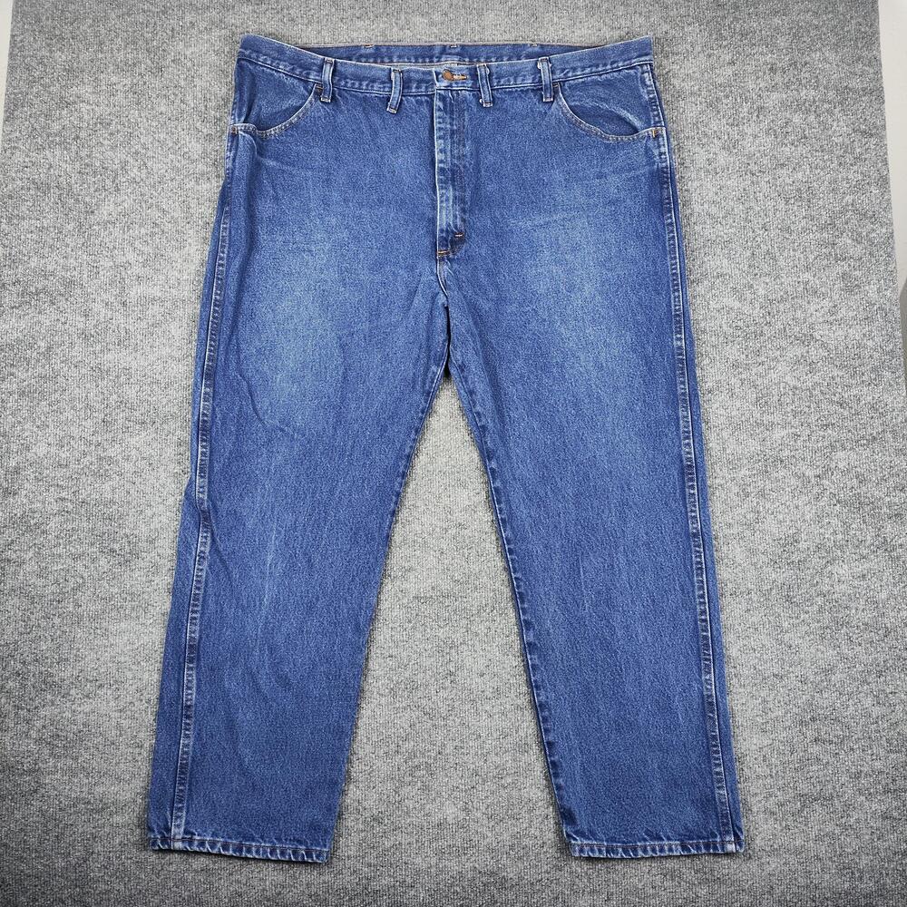 Rustler Jeans Mens 46x30 Blue Medium Wash Regular Straight Denim Pants 87619PW